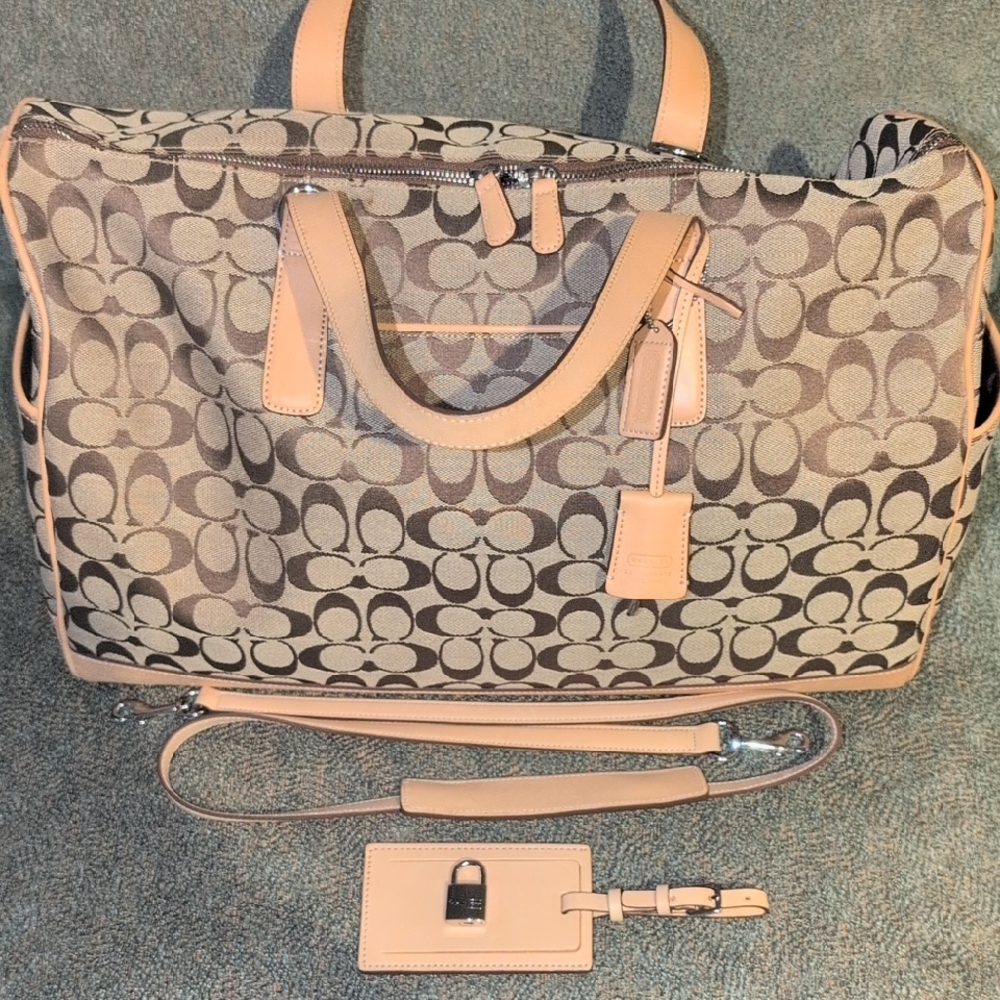 Coach Signature Canvas Tote - Beige and Brown